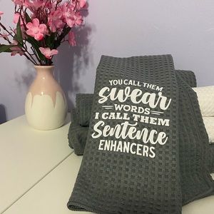 Swear Words are Sentence Enhancers Waffle Weave Towel